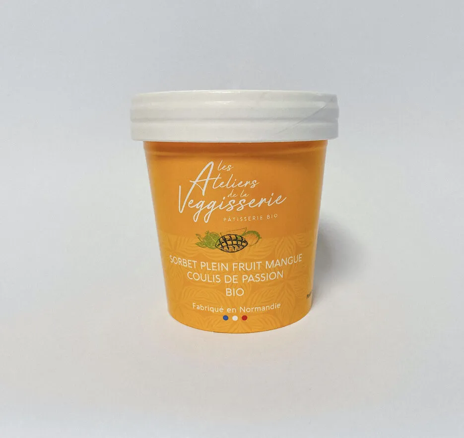 Sorbet mangue, coulis de passion