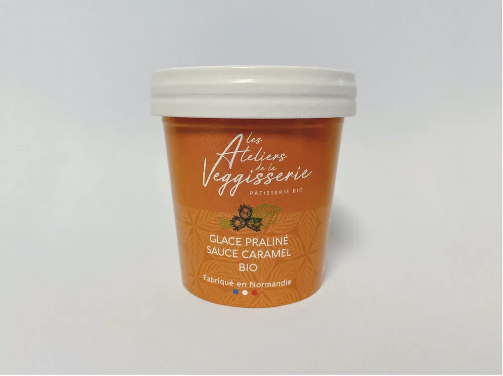 Glace praliné sauce caramel