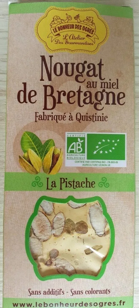 Le Bonheur des Ogres - Nougat from Brittany with Organic Pistachio, 80g (2.8oz)