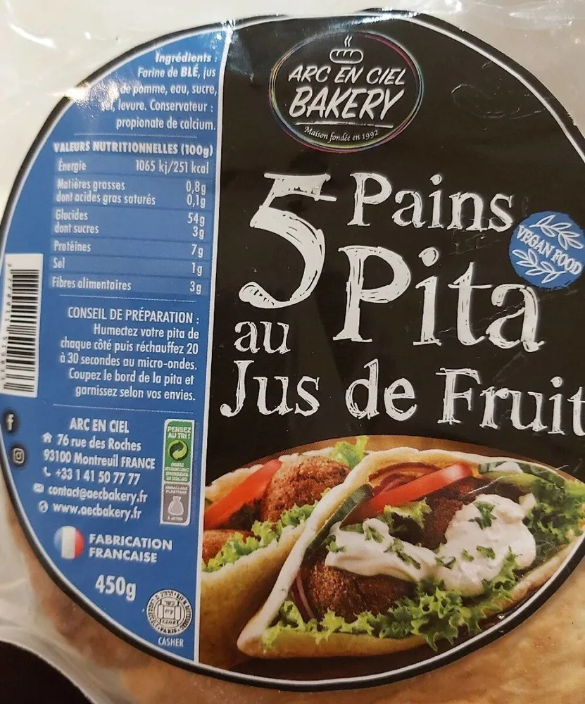 5 pains pita au jus de fruit