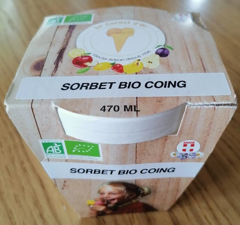 Le cornet d'or sorbet bio coing