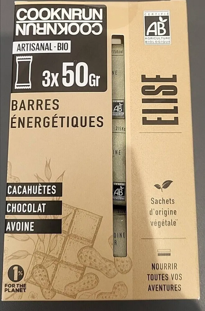 Barre énergétique cacahuètes chocolat avoine