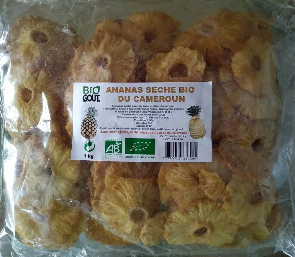 Ananas séché bio du Cameroun