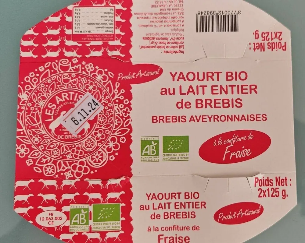 Yaourt brebis fraise
