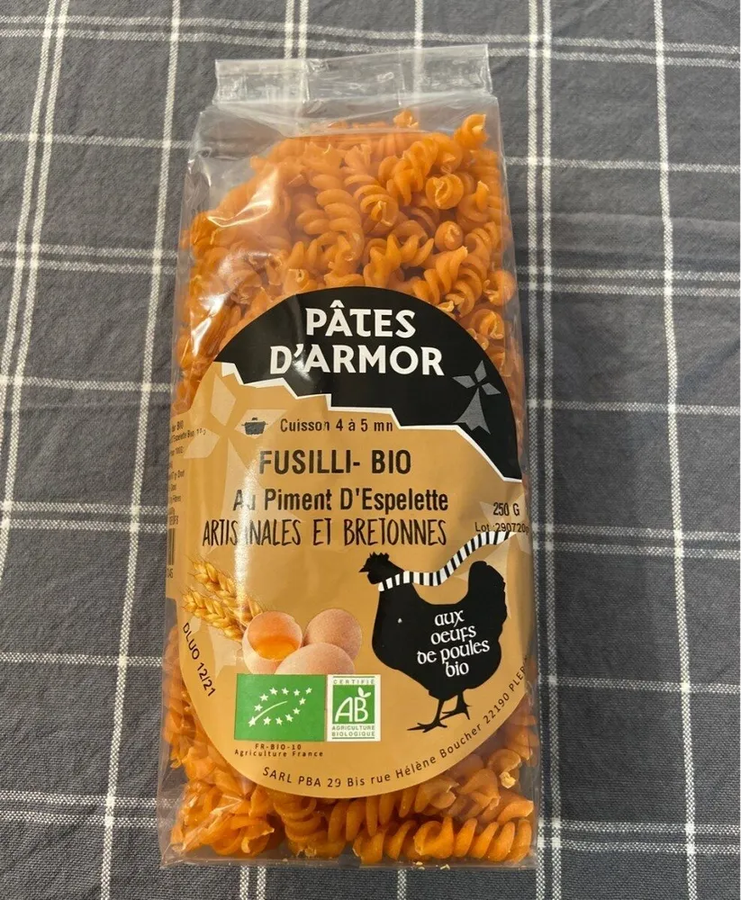Fusilli bio au piment d'espelette