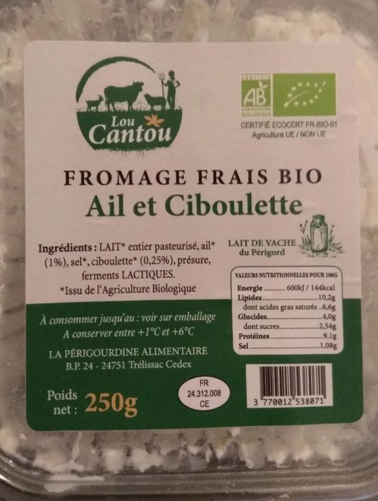 Fromage frais bio ail et ciboulette