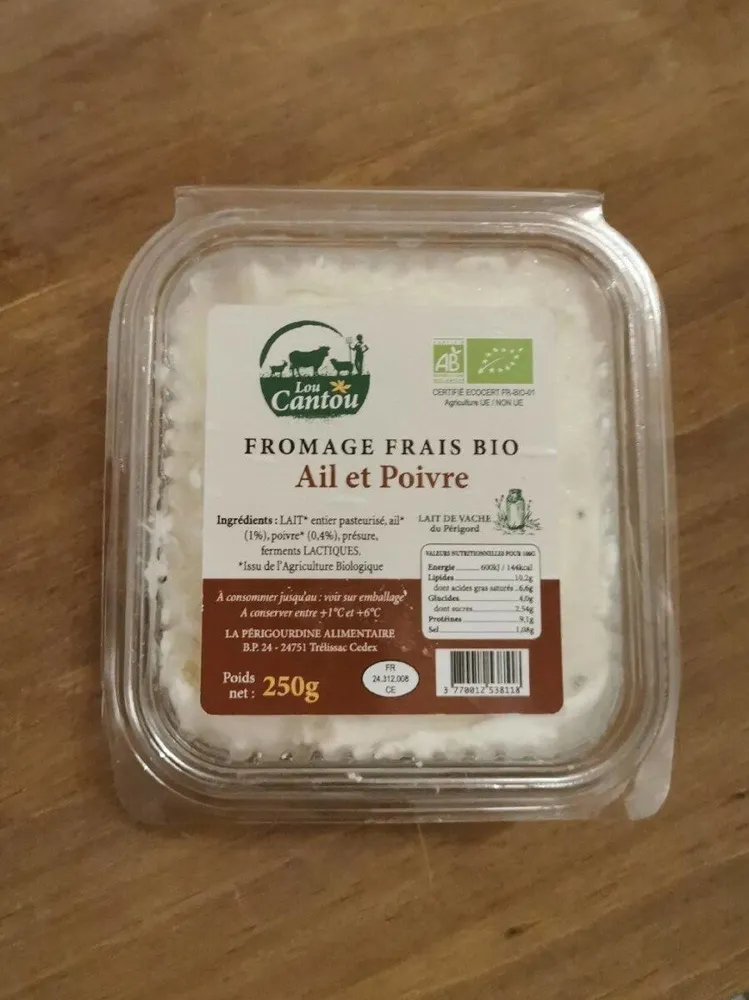Fromage frais bio ail et poivre