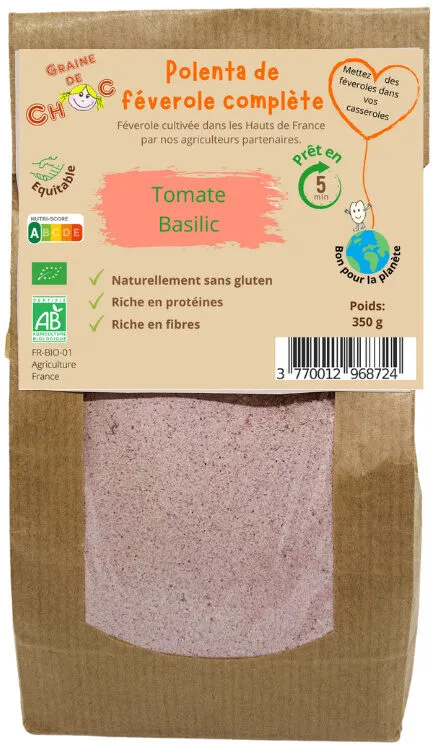 Polenta de féverole complète tomate basilic