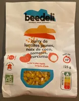 Curry de lentilles jaunes, noix de coco, tomates, curcuma