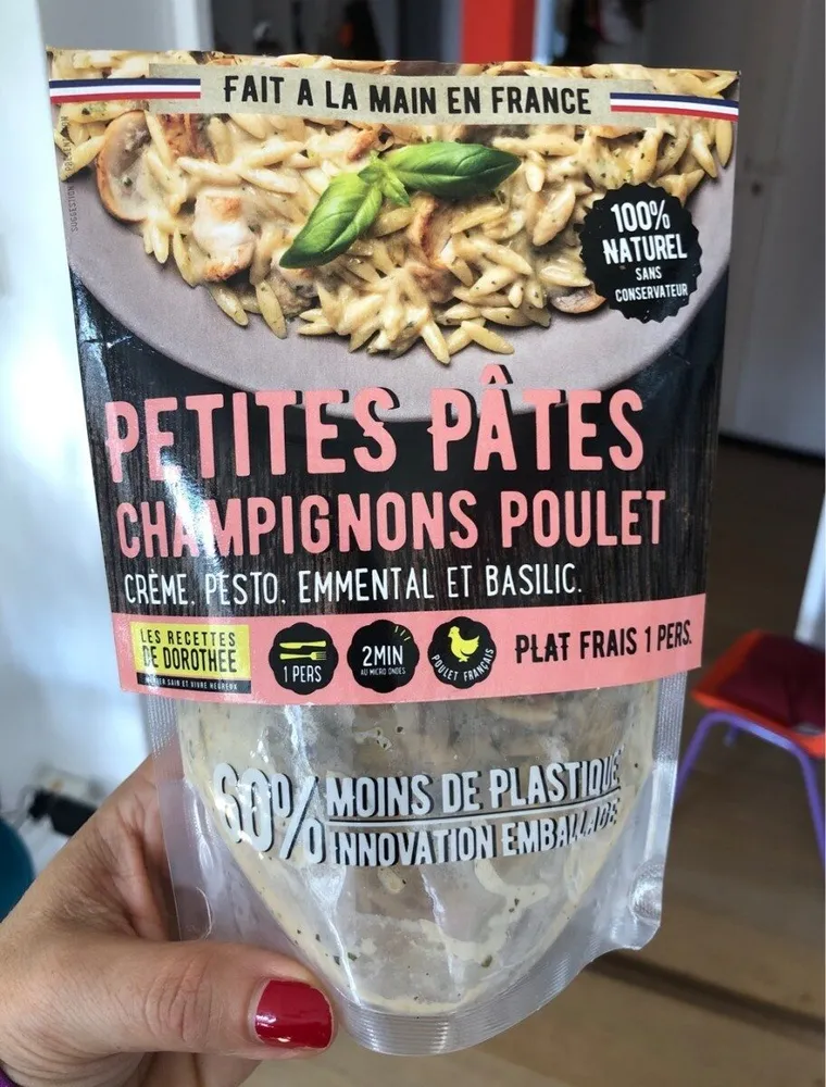 Petites pâtes champignons poulet