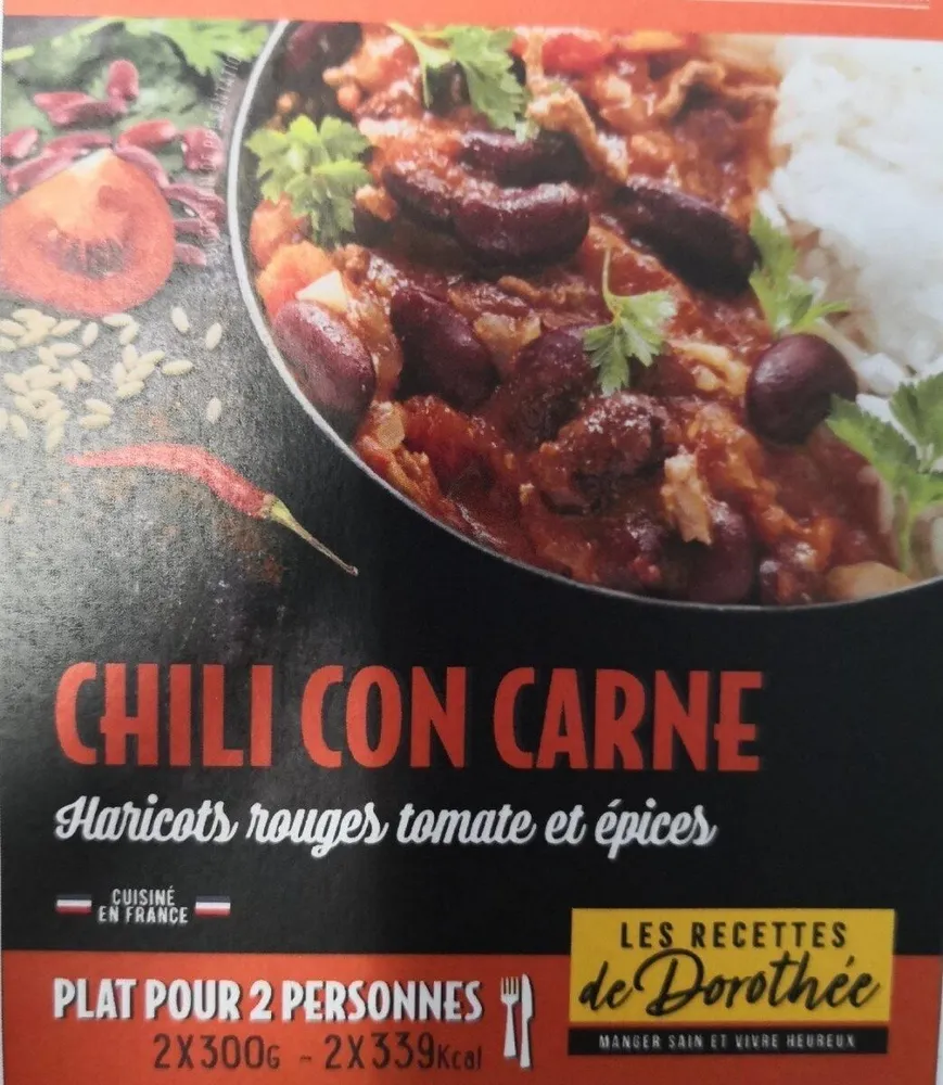 Chili con carne, haricots rouges, tomate et épices
