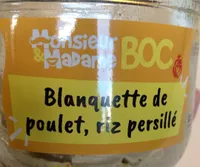 Blanquette de poulet, riz persillé