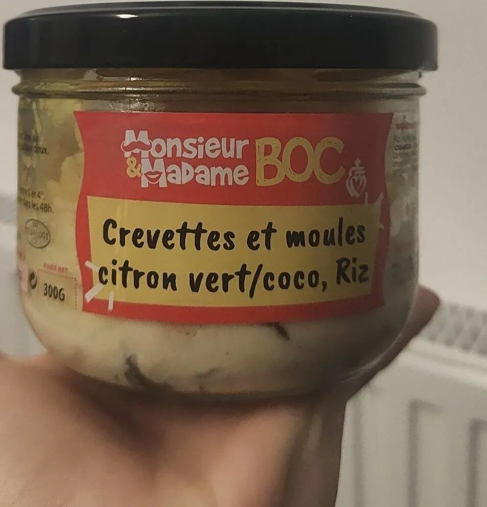 Crevettes et moules citron vert coco et riz