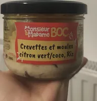 Crevettes et moules citron vert coco et riz