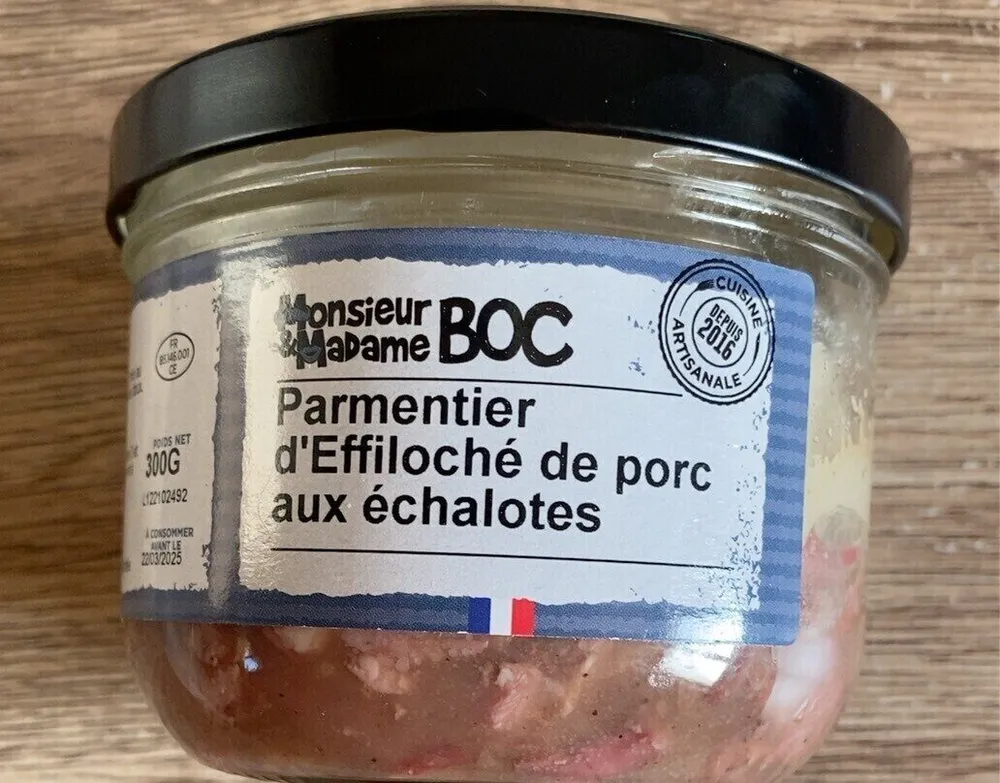 Parmentier d'effiloché de porc aux echalotes