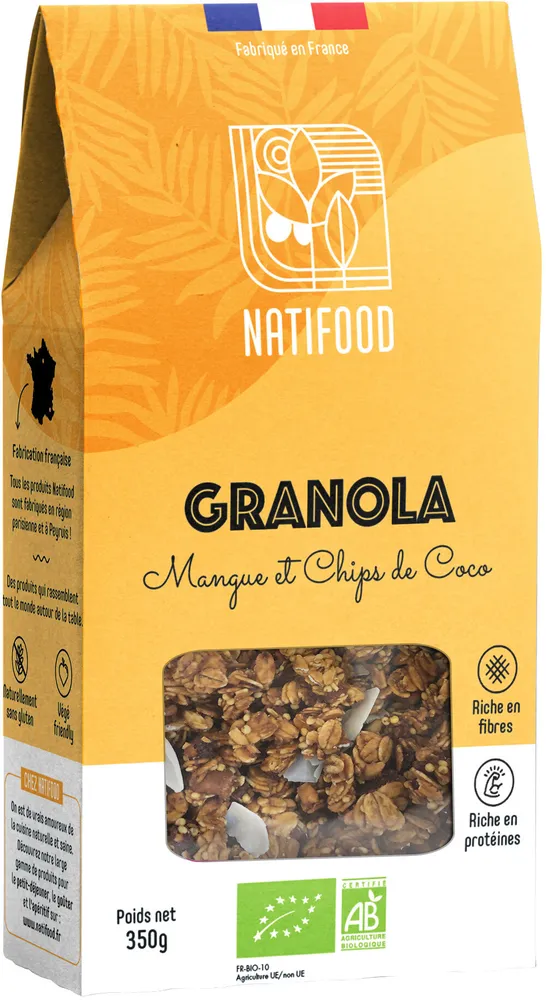 Granola Mangue et Chips de Coco 350g BIO