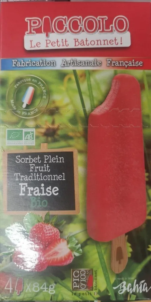 Sorbet plein fruit traditionnel fraise bio