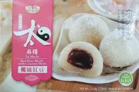 Red bean mochi with coconut shreds