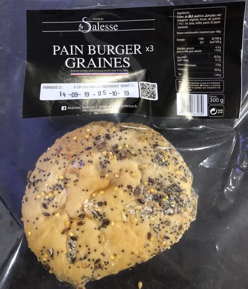 Pain burger graines