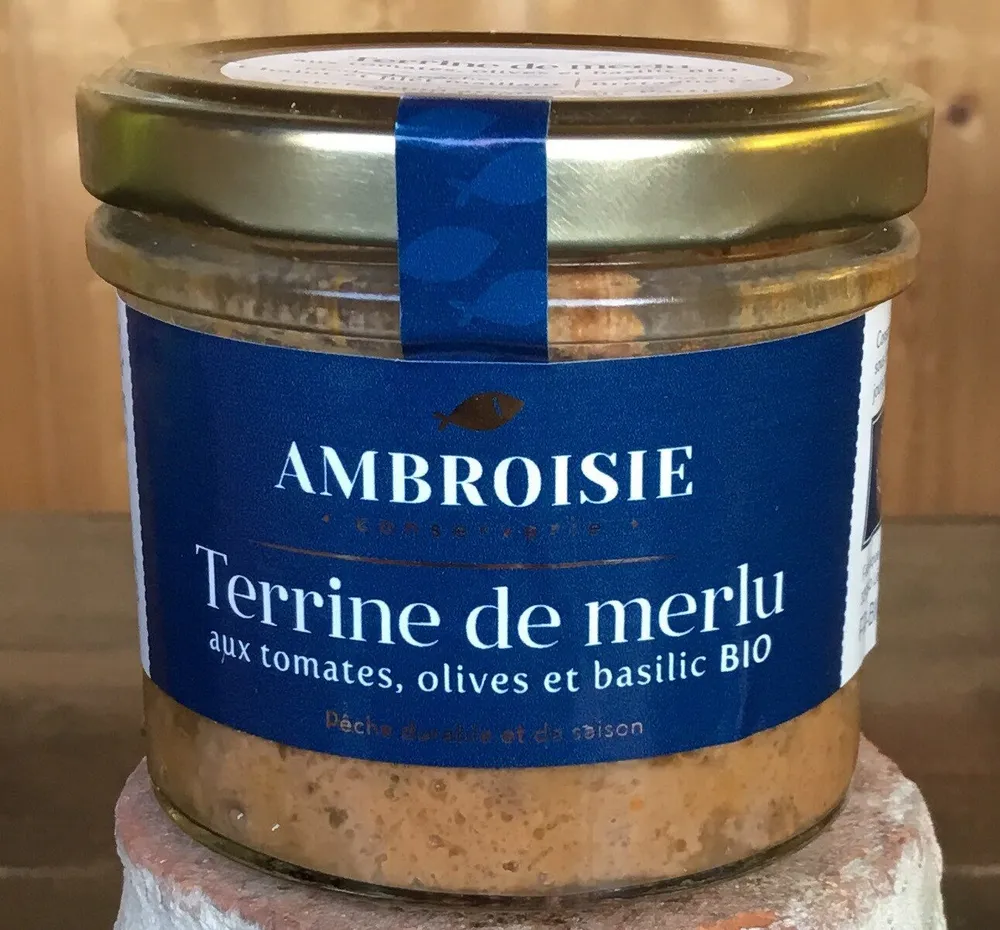 Terrine de Merlu aux tomates, olives et basilic BIO
