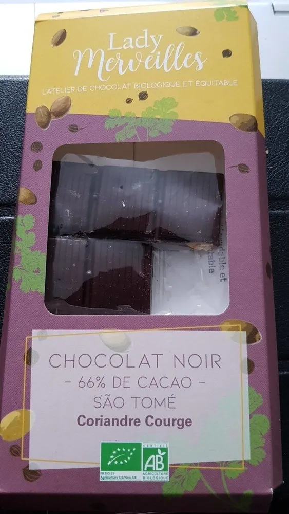 Chocolat noir 66% coriandre courge