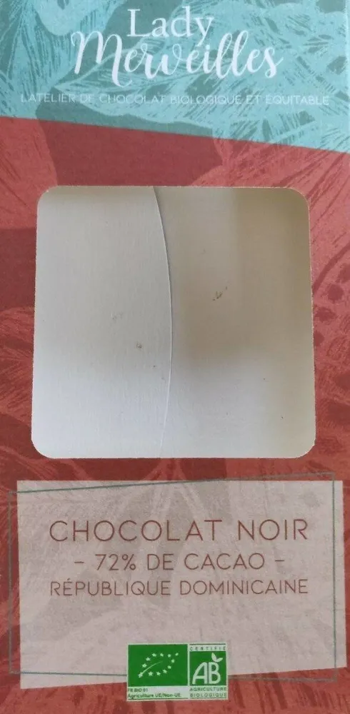 Chocolat noir 72%de cacao République Dominicaine