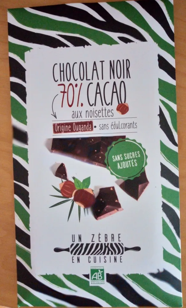 Chocolat noir 70% cacao aux noisettes