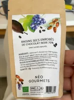 raisins secs enrobés de chocolat noir 70%