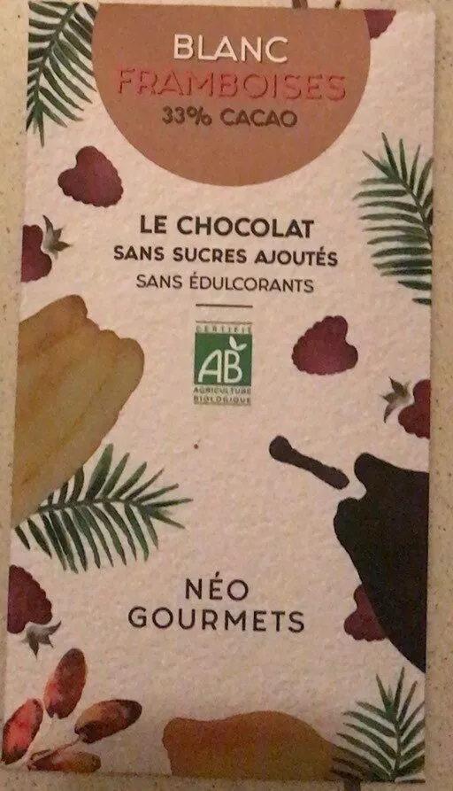 Chocolat sans sucres Ajoutés Blanc Framboise