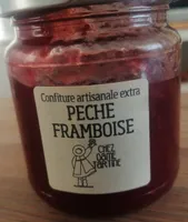 Confiture artisanale extra peche framboise