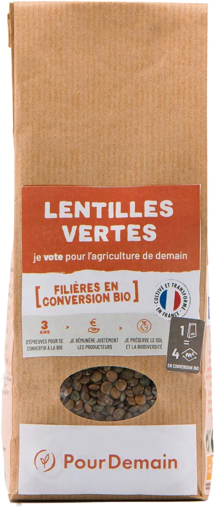 Lentilles vertes en conversion bio
