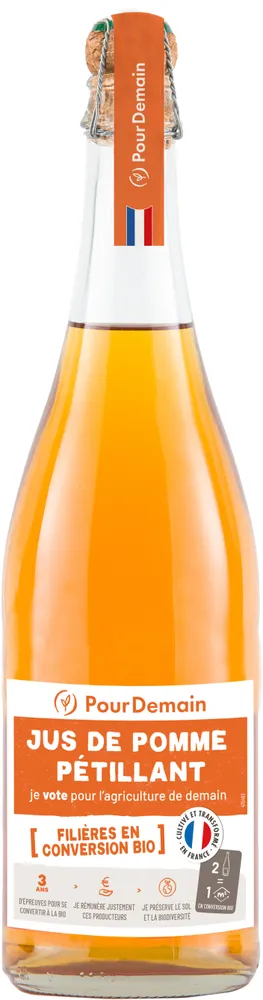 Jus de pomme pétillant en conversion bio