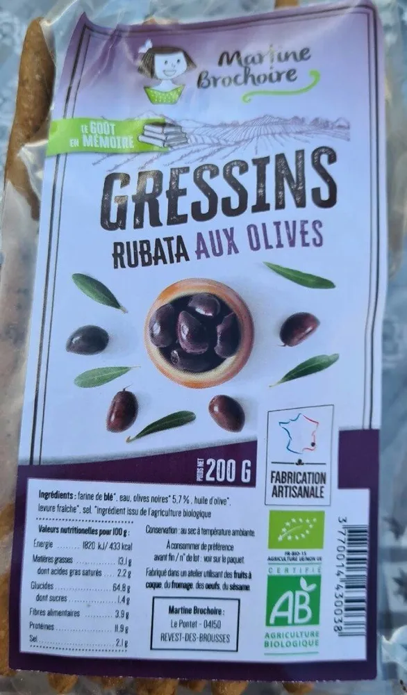 Gressins  rubata aux olives