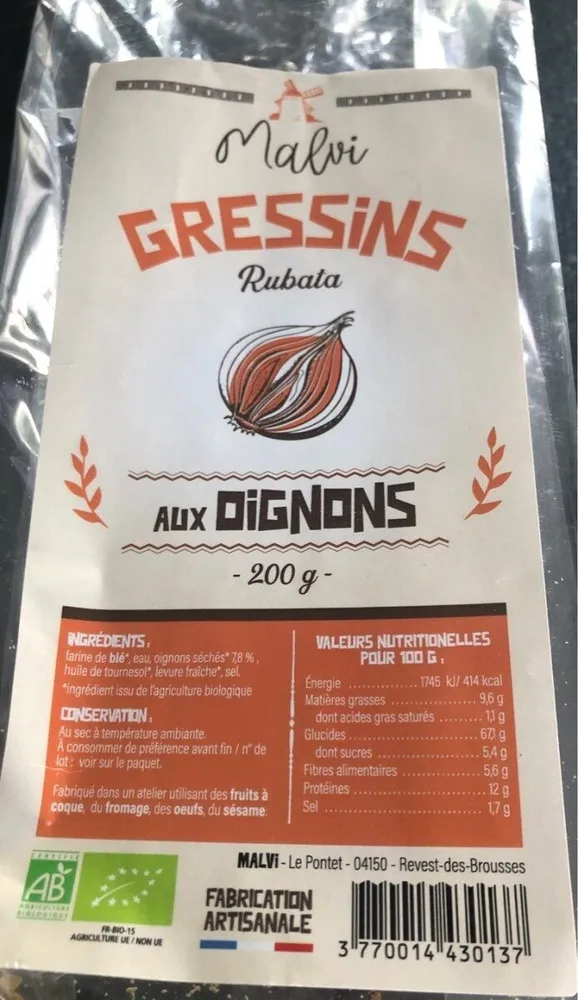 Gressins aux oignons