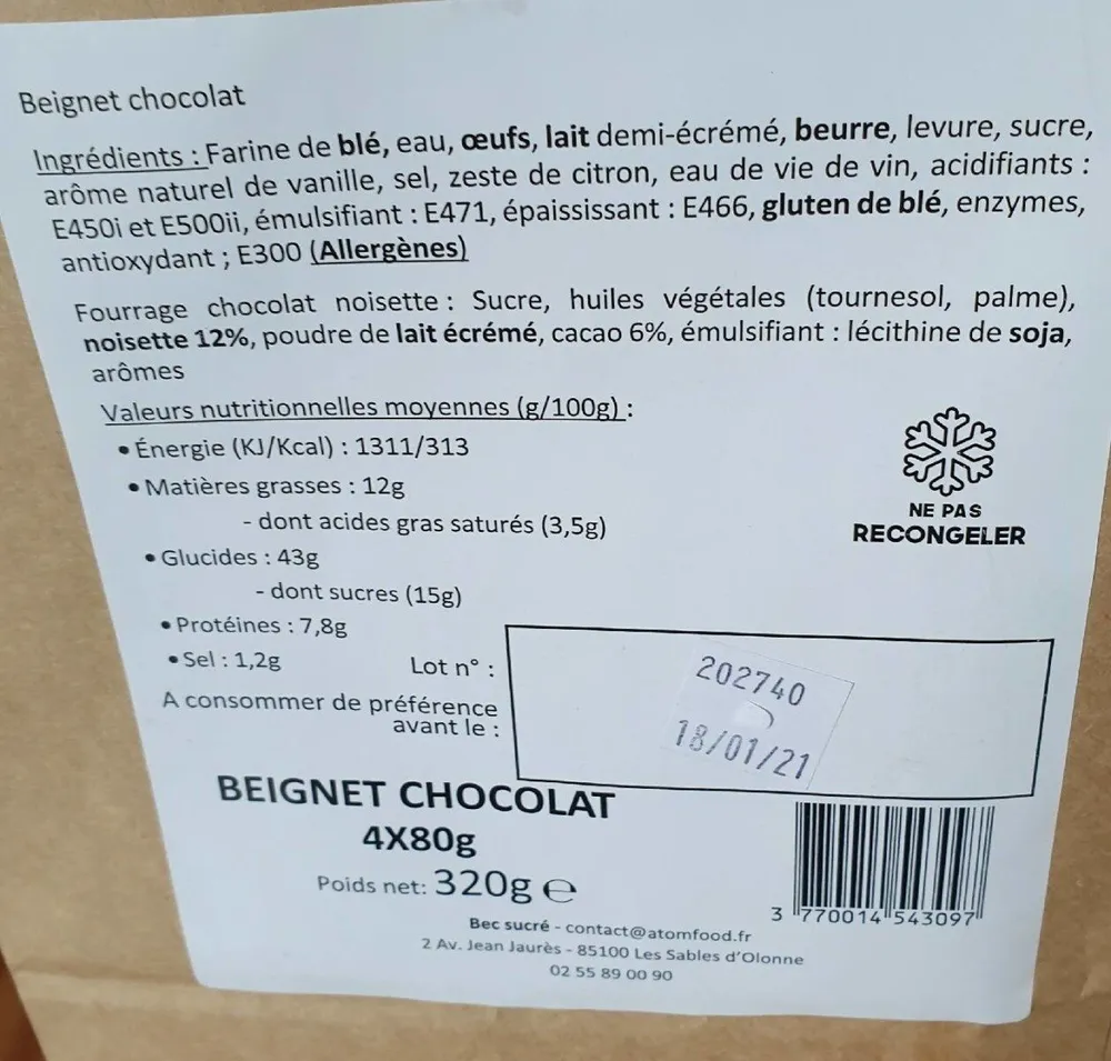 Beignet chocolat noisette