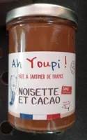 Ah Youpi ! Pâte à tartiner de France. Noisette et cacao
