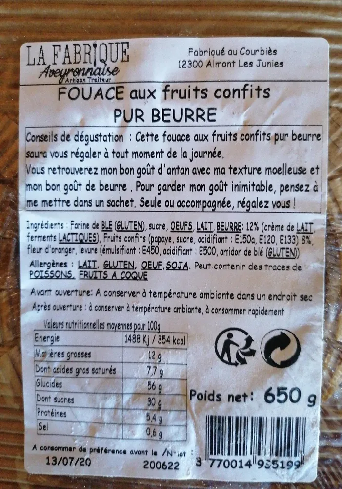 Fouace aux fruits confits Lou Batistou