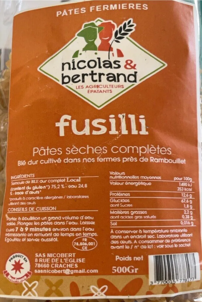 Pâtes fermièresFusilli