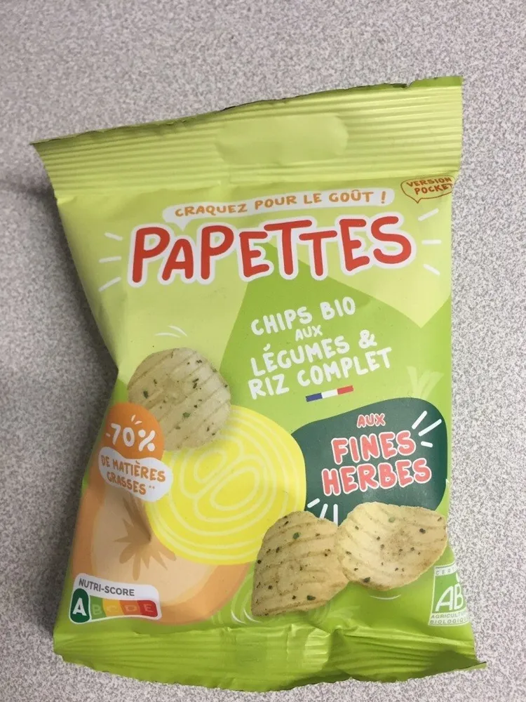 Chips BIO aux légumes et riz complet, aux fines herbes