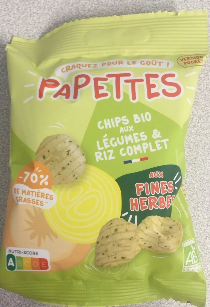 Chips bio aux légumes et rie complet aux fines herbes