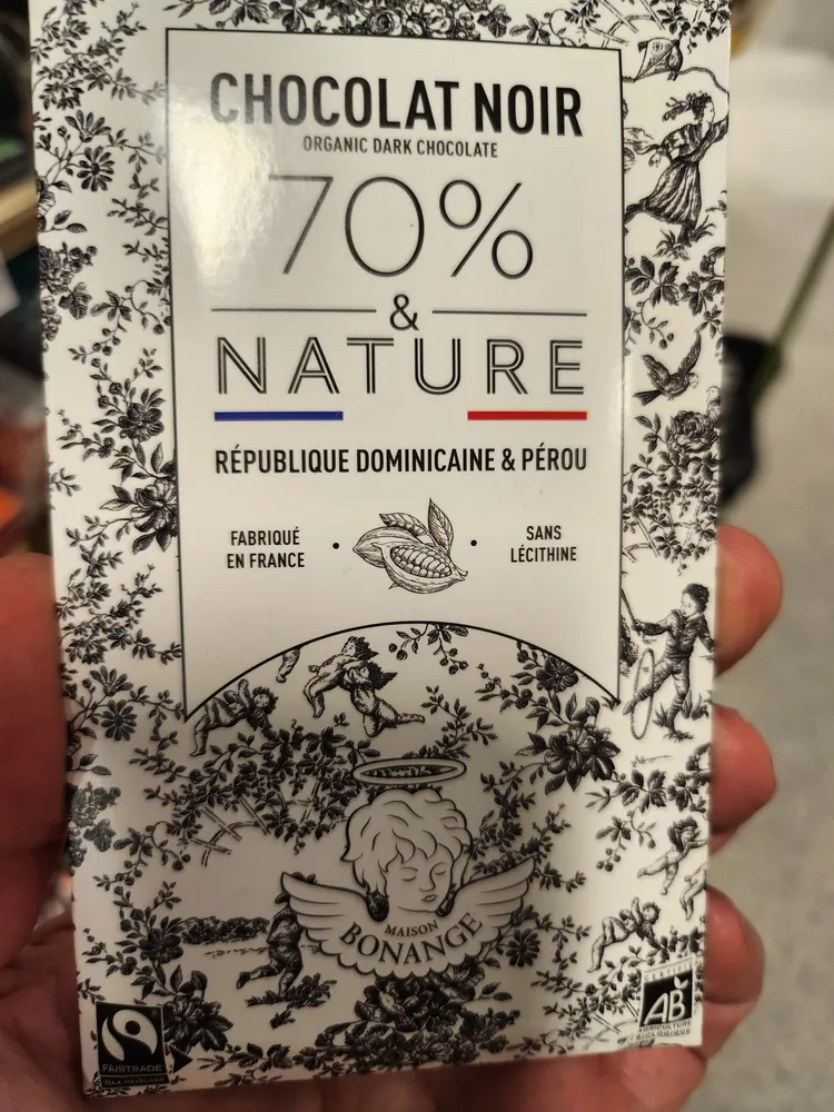 chocolat noir 70% nature