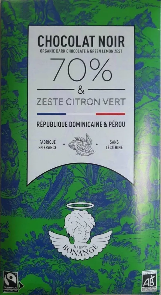 Chocolat noir 70% & zeste citron vert