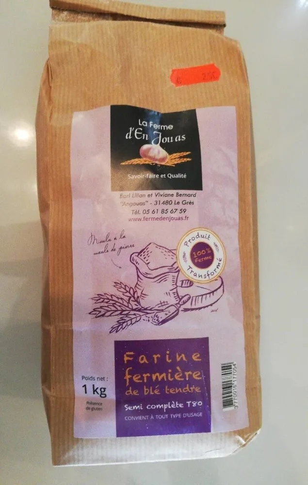 Farine fermière de blé tendre demi complète T80