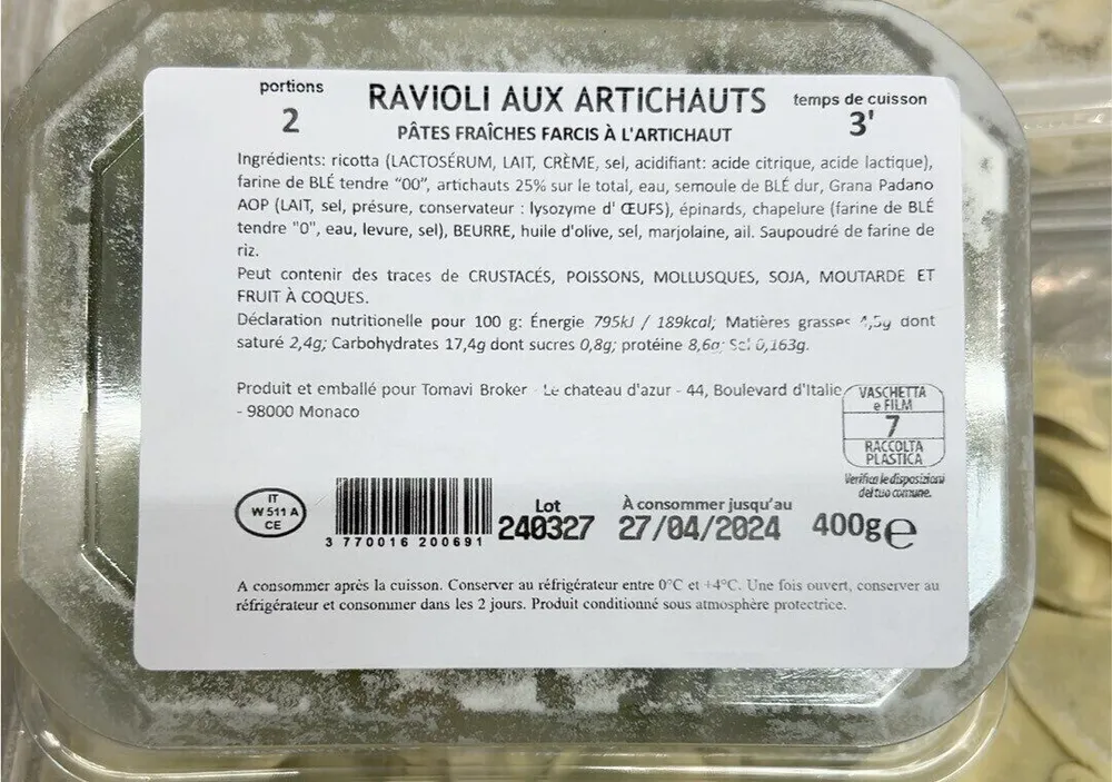 Ravioli aux artichauts