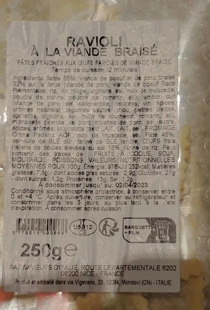 Ravioli viande braisée