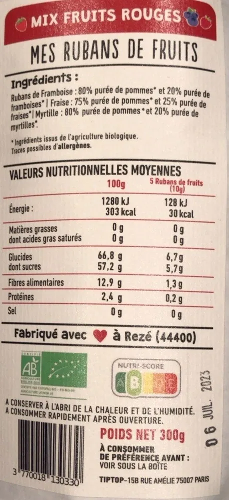 Ruban de fruits mix fruits rouges