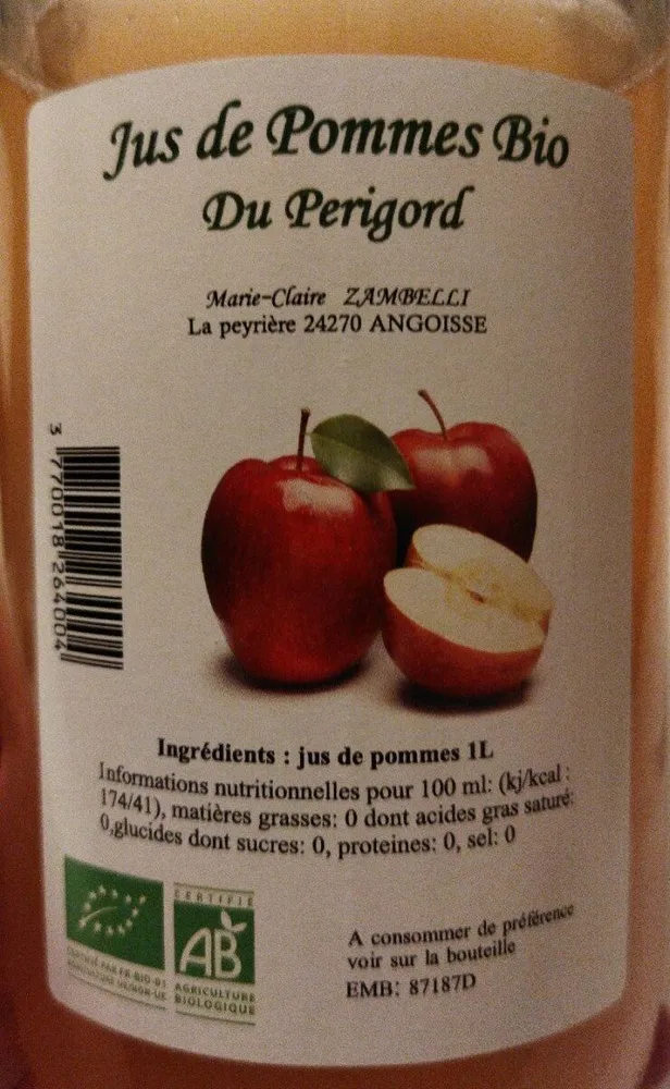 Jus de pommes bio du Périgord