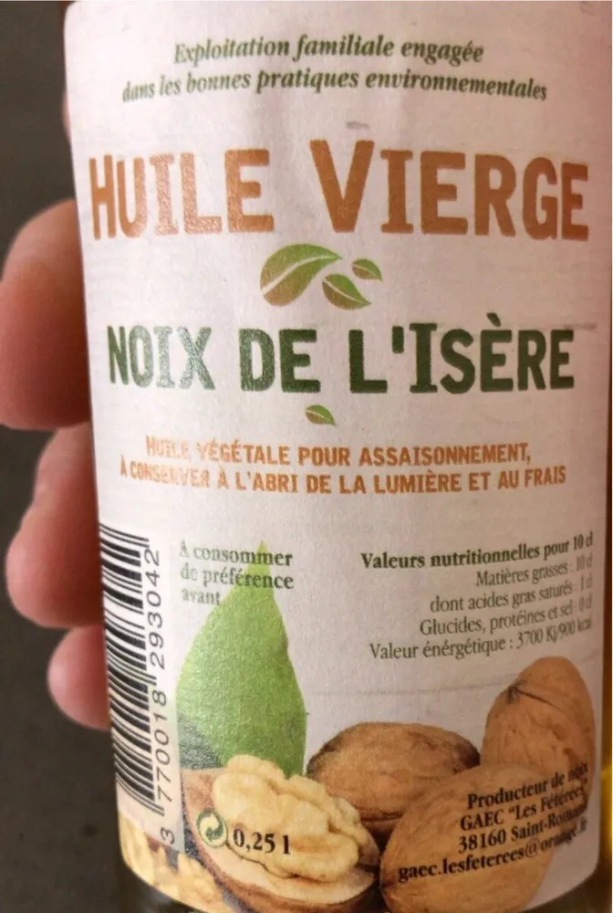 Huile vierge noix de l’isere