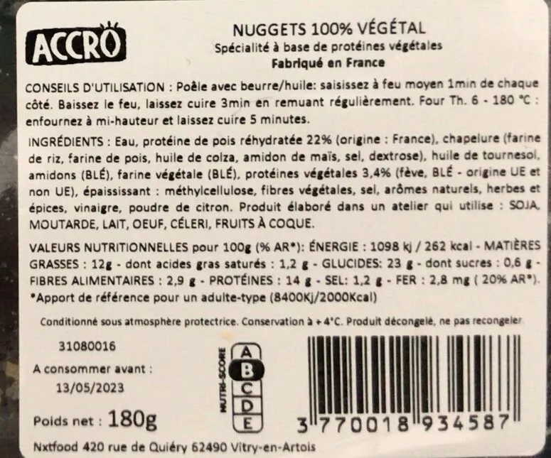 nuggets 100% végétal