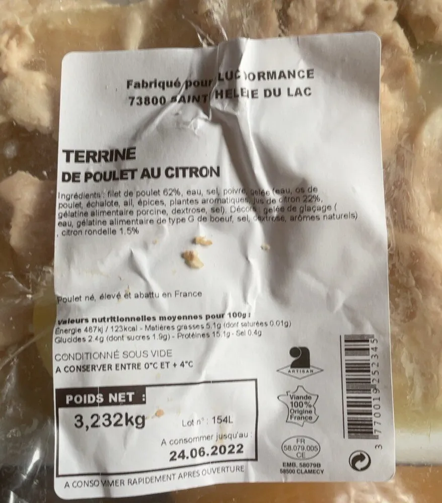 Terrine de poulet au cotron
